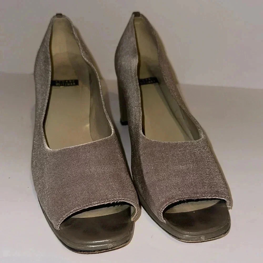 Stuart Weitzman Square Open Toe Textile Textured … - image 1